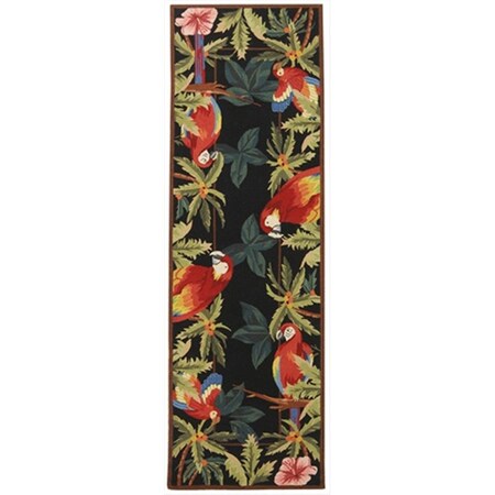 Safavieh 2 ft. - 6 in. x 8 ft. Runner- Country and Floral Chelsea Black Hand Hooked Rug HK296A-28